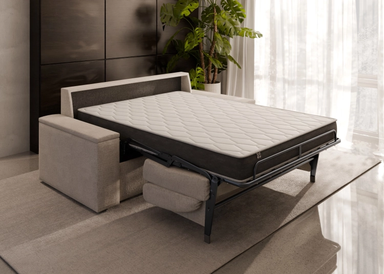 Sofa z bocznymi pojemnikami i 18 cm materacem 140x200 do spania codziennego Hauss Veloria  widok materaca.jpg