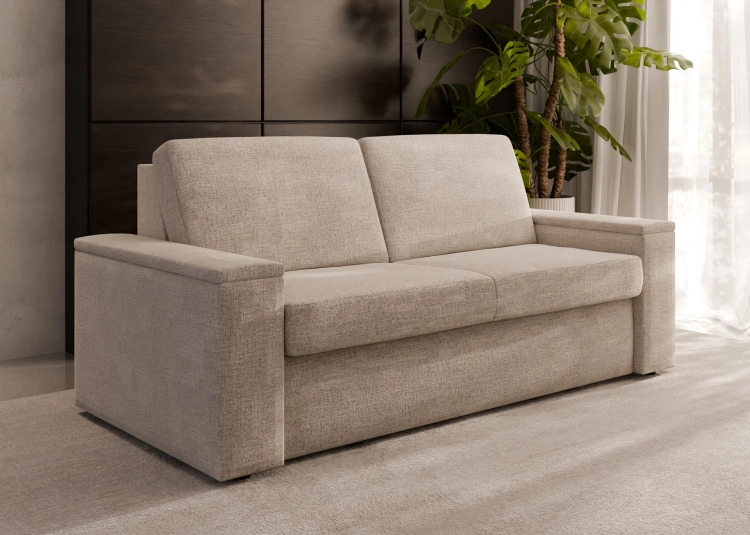 Sofa z bocznymi pojemnikami i 18 cm materacem 140x200 do spania codziennego Hauss Veloria  widok po skosie.jpg
