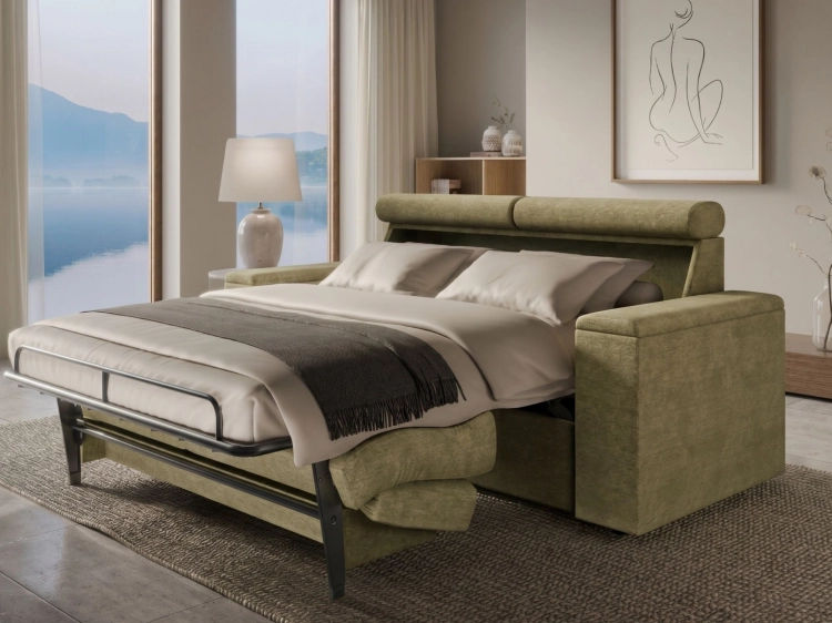 Sofa Hauss Volta z materacem 160x196 cm rozłożone z pościelą.jpg