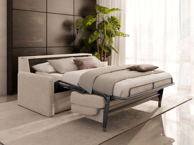 Sofa z materacem 140x196 cm i pojemnikiem Hauss Veloria beżowa z pościelą.jpg