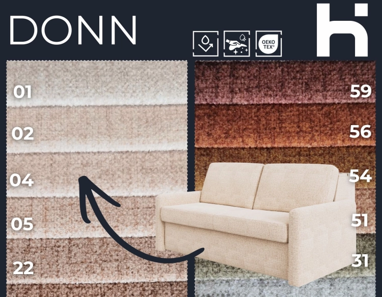 Sofa z materacem 140x196 i pojemnikiem Huass Veloria beżowa w tkaninie Donn 04.jpg