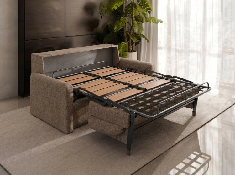 Sofa z 18 cm materacem 160x196 cm i pojemnikiem brązowa Veloria Hauss widok stelaż.jpg