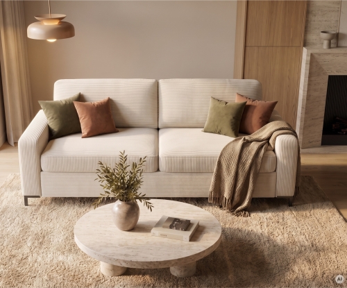Sofa z funkcją spania 140x200 Wersal Tino bezowa Poso 100 widok z góry.webp