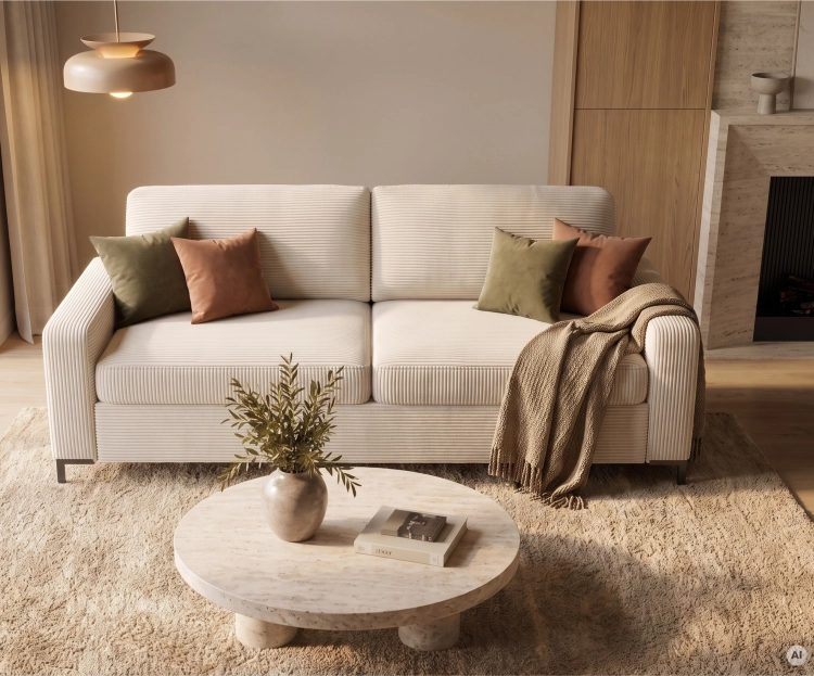 Sofa z funkcją spania 140x200 Wersal Tino bezowa Poso 100 widok z góry.webp