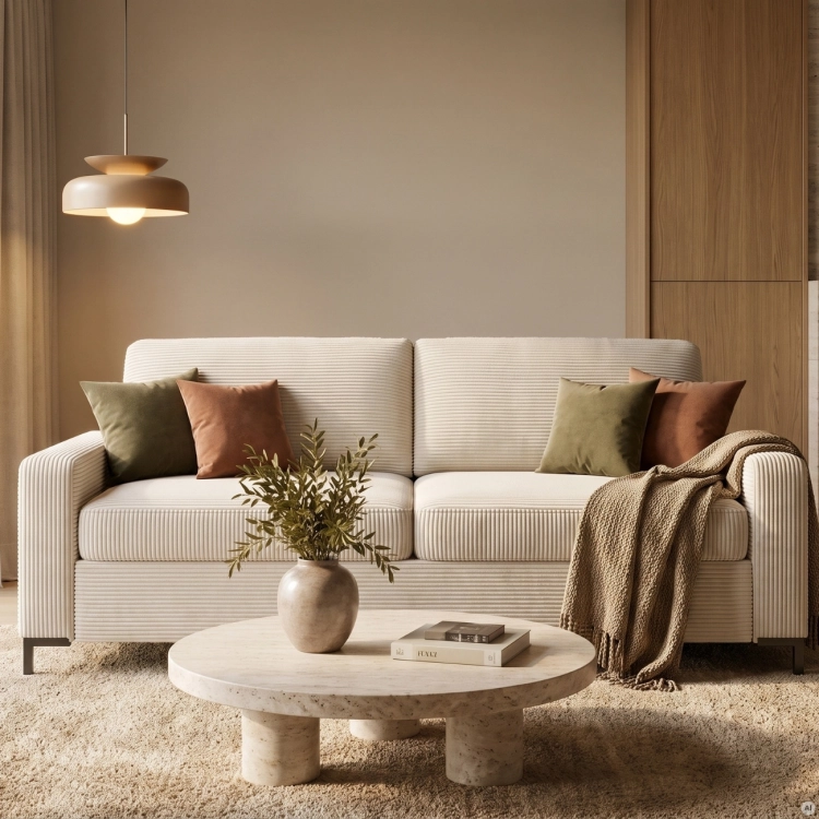 Sofa z funkcją spania 160x200 Wesal Tino beżowa Poso 100 na wprost.webp