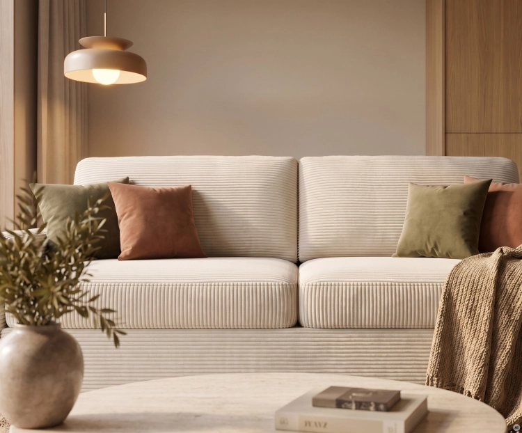 Sofa z funkcją spania 160x200 Wesal Tino beżowa Poso 100 zbliżenie.webp