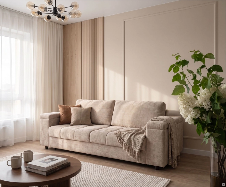 Sofa z materacem 140 Libro Angel Vibe 08 aranżacja w salonie.jpg
